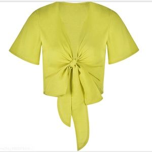 Yellow Bow Tank Top Batwing Sleeve T-shirt